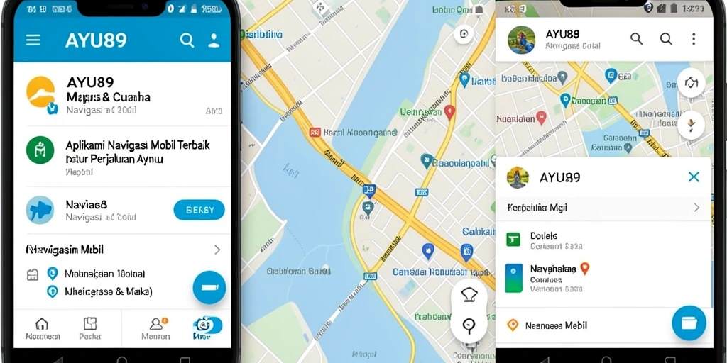 Tampilan antarmuka AYU89 untuk fungsi Navigasi Mobil yang user-friendly.