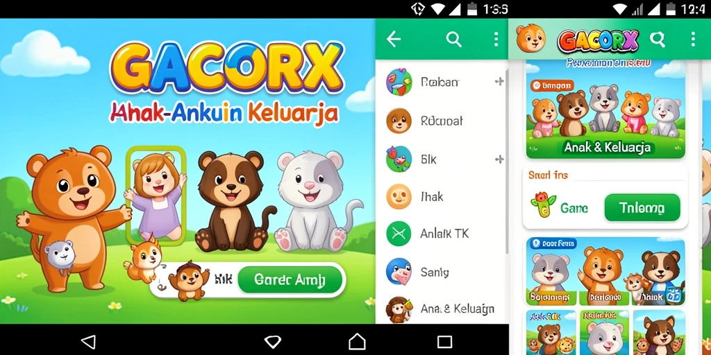 Antarmuka GACORX yang ceria dan interaktif untuk anak-anak.