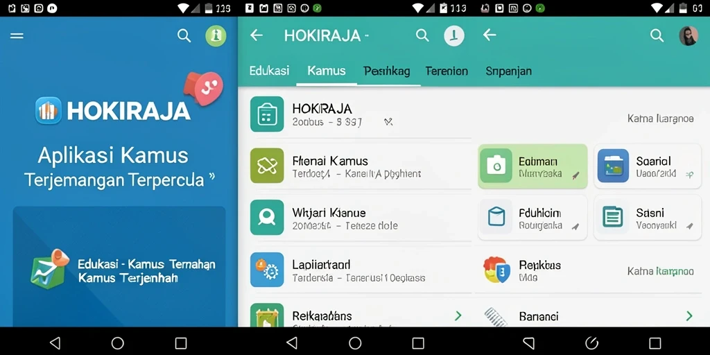 Antarmuka HOKIRAJA yang sederhana dan fungsional untuk Kamus Terjemahan.