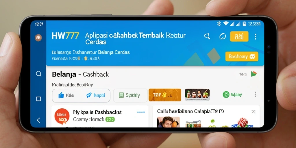 Tampilan antarmuka aplikasi HW777 yang menarik dan fungsional untuk cashback.