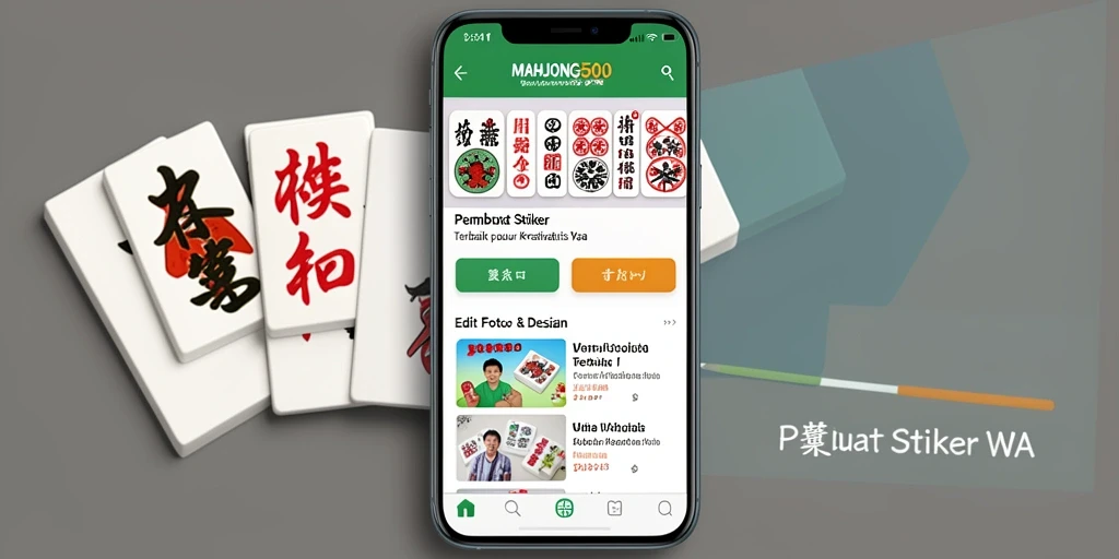 Tampilan antarmuka pengguna MAHJONG500 untuk pembuat stiker WA.