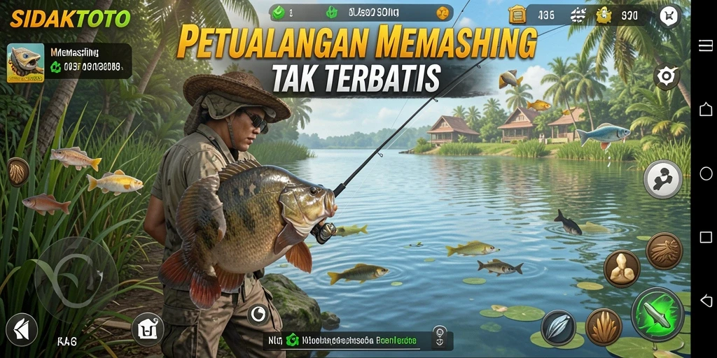 Tampilan antarmuka menarik dan fitur memancing yang interaktif.