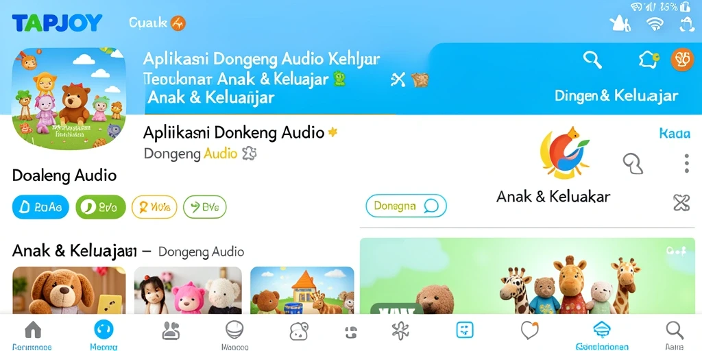 Antarmuka aplikasi TAPJOY yang ramah dan menarik untuk Anak.
